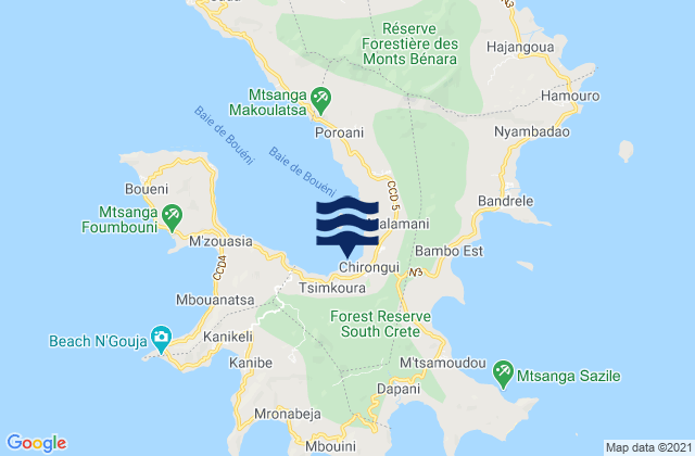 Chirongui, Mayotte tide times map