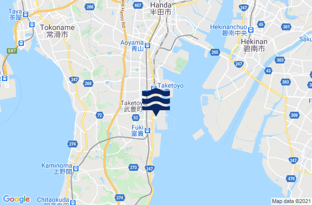 Chita-gun, Japan tide times map