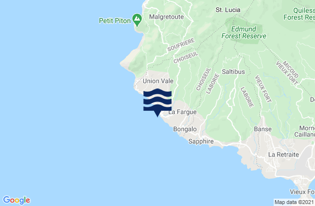 Choiseul, Saint Lucia tide times map