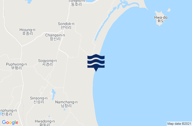 Chongpyong County, North Korea tide times map