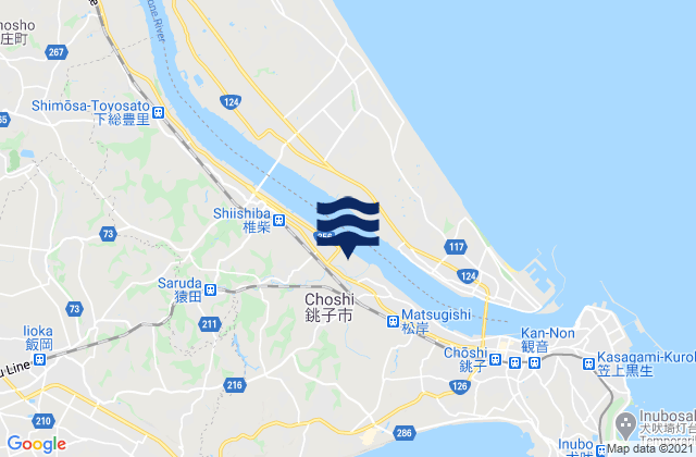 Choshi-shi, Japan tide times map