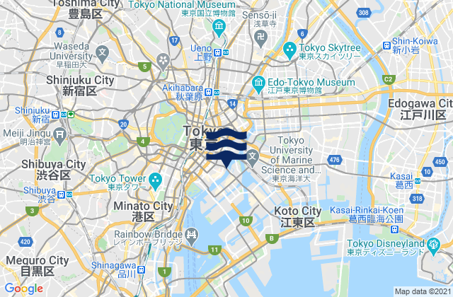 Chuo Ku, Japan tide times map