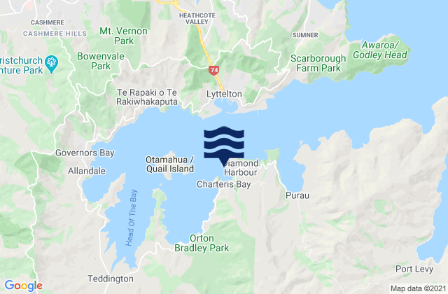 Church Bay, New Zealand tide times map