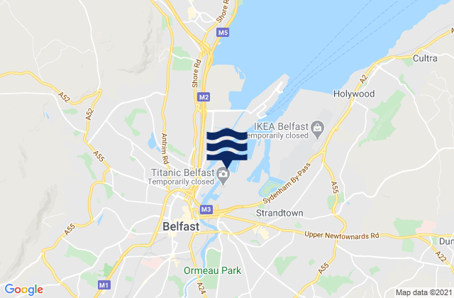 City of Belfast, United Kingdom tide times map