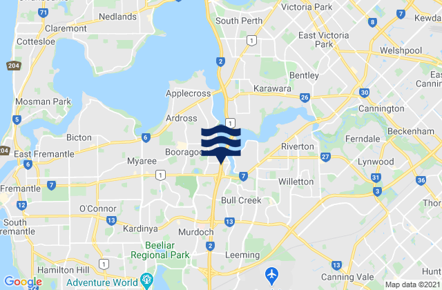 City of Cockburn, Australia tide times map
