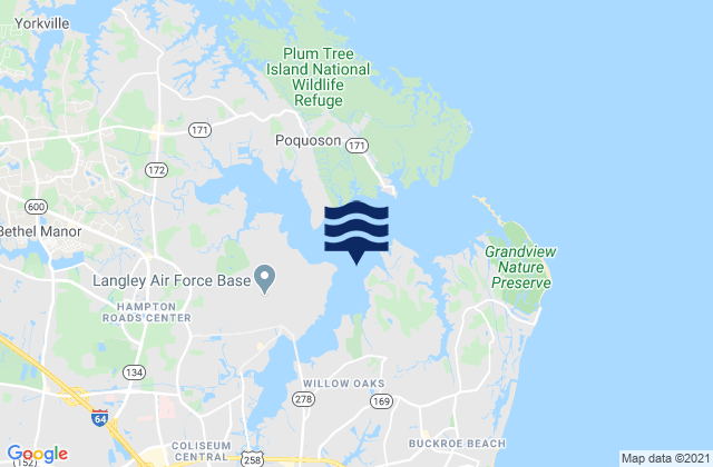 City of Hampton, United States tide chart map