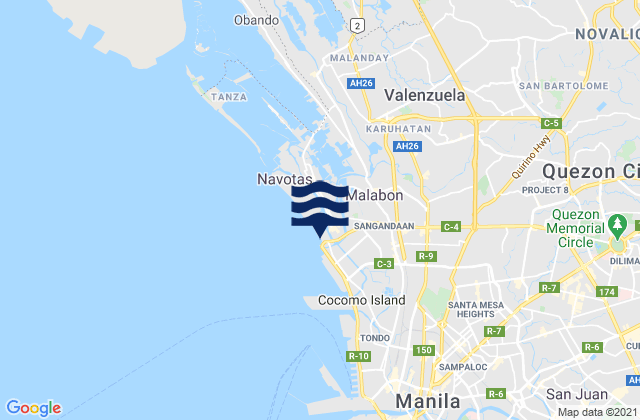 City of Malabon, Philippines tide times map