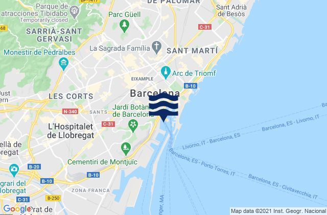Ciutat Vella, Spain tide times map