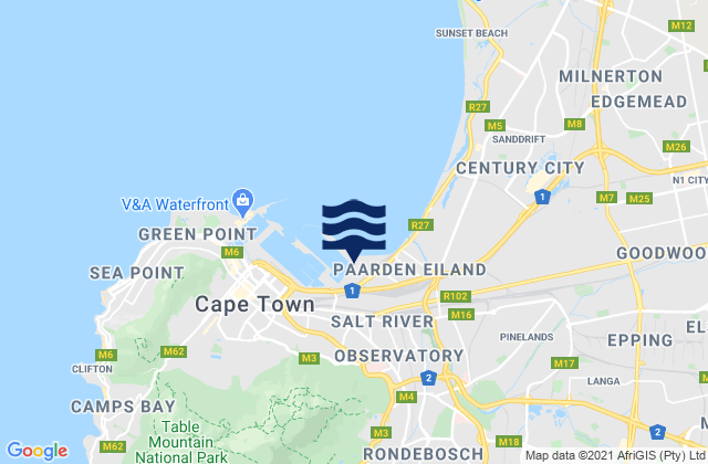 Claremont, South Africa tide times map
