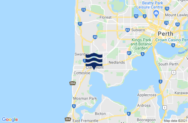 Claremont, Australia tide times map