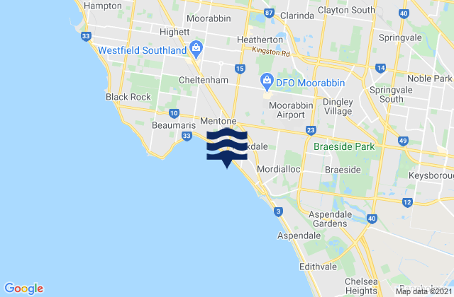 Clayton South, Australia tide times map