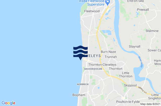 Cleveleys, United Kingdom tide times map