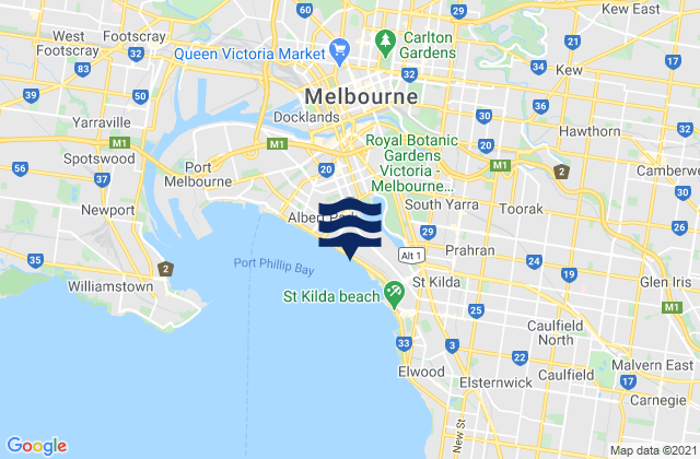 Clifton Hill, Australia tide times map