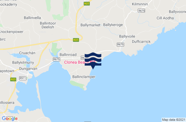 Clonea Bay, Ireland tide times map