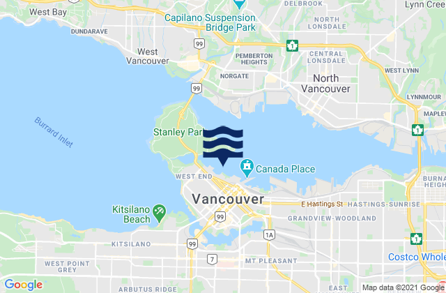 Coal Harbour, Canada tide times map
