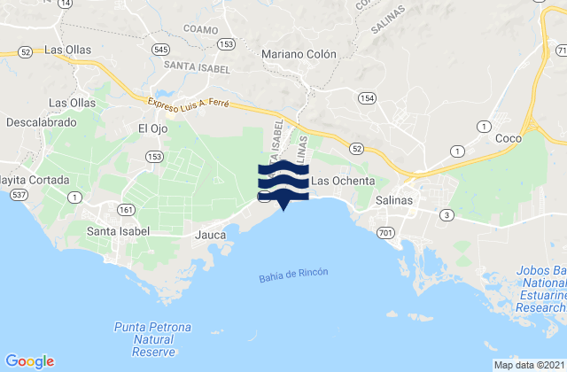 Coamo, Puerto Rico tide times map
