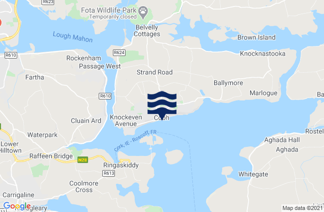 Cobh, Ireland tide times map