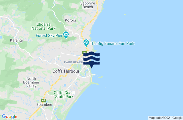 Coffs Harbour, Australia tide times map