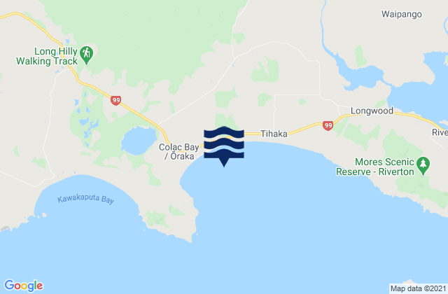 Colac Bay, New Zealand tide times map