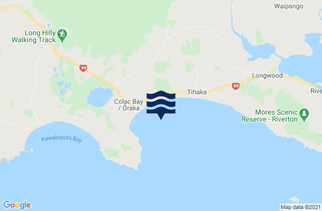 Colac Bay/Oraka, New Zealand tide times map
