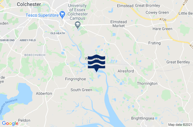 Colchester, United Kingdom tide times map