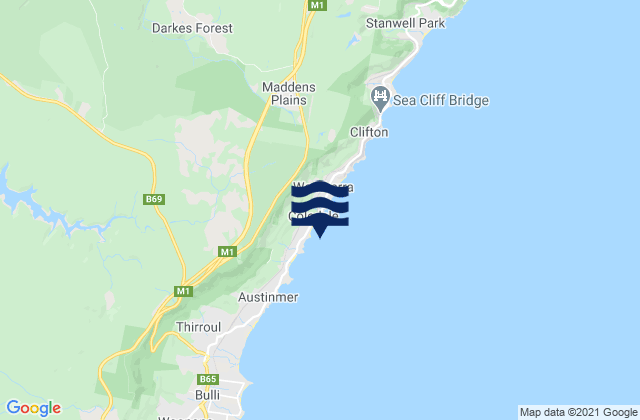 Coledale Beach, Australia tide times map