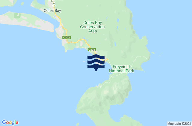 Coles Bay, Australia tide times map