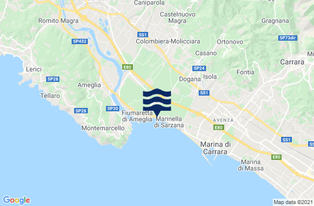 Colombiera-Molicciara, Italy tide times map