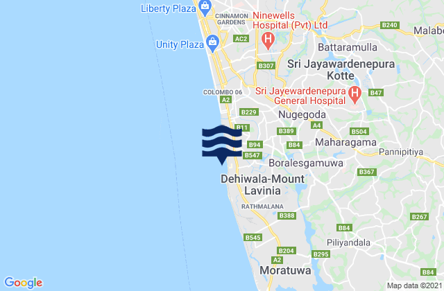 Colombo District, Sri Lanka tide times map