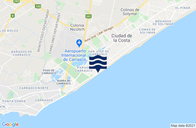 Colonia Nicolich, Uruguay tide times map