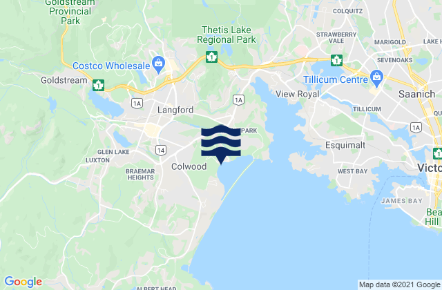 Colwood, Canada tide times map