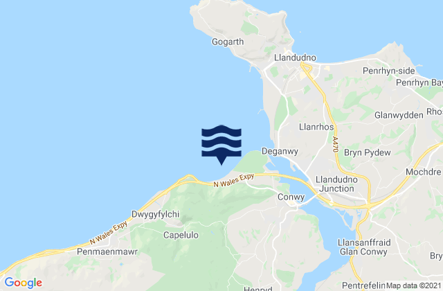Conwy Morfa Beach, United Kingdom tide times map