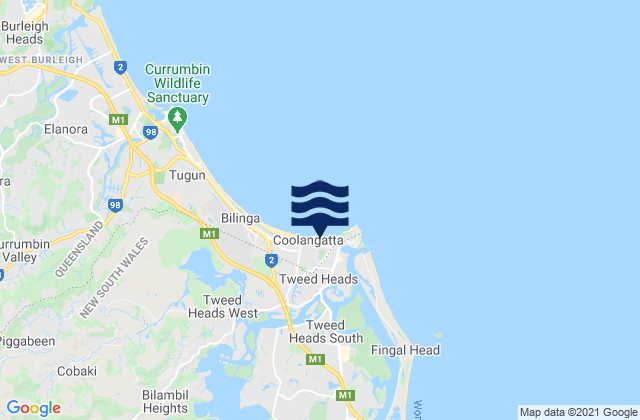 Coolangatta Beach, Australia tide times map
