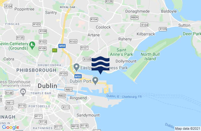 Coolock, Ireland tide times map