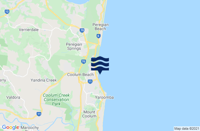 Coolum Beach, Australia tide times map