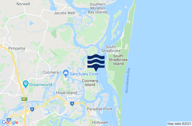 Coomera Island, Australia tide times map