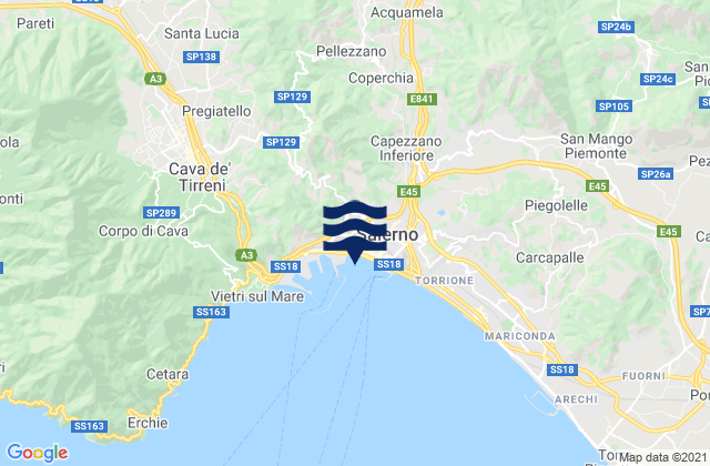 Coperchia, Italy tide times map