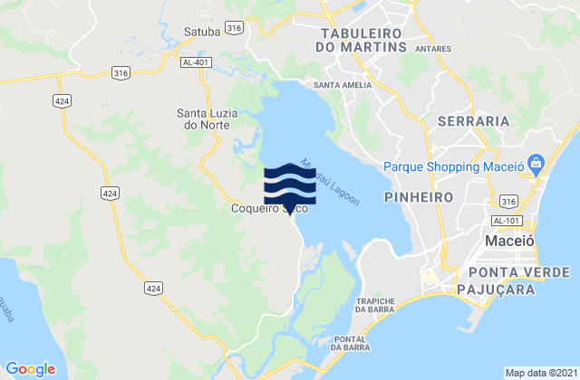 Coqueiro Seco, Brazil tide times map