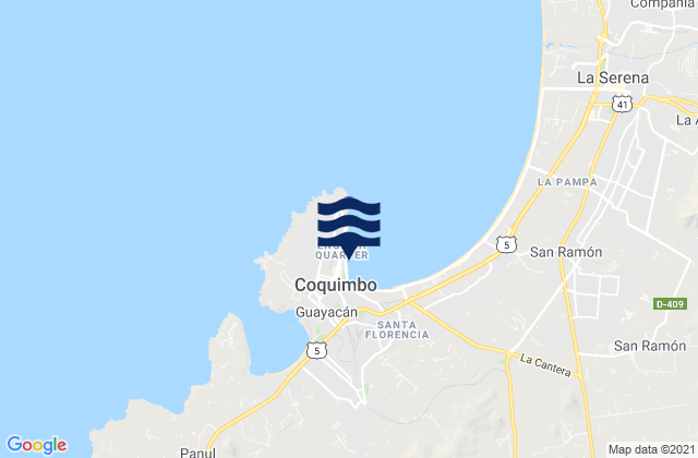 Coquimbo, Chile tide times map
