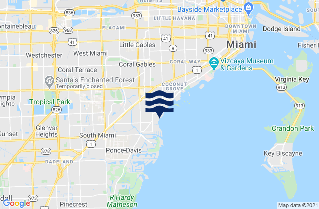 Coral Gables, United States tide chart map