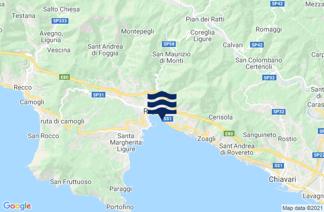 Coreglia Ligure, Italy tide times map