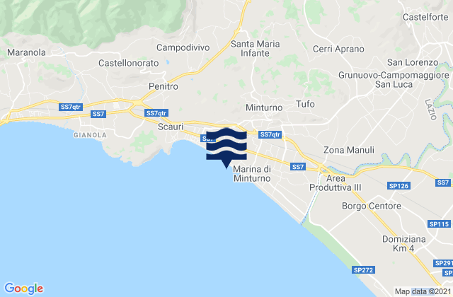 Coreno Ausonio, Italy tide times map