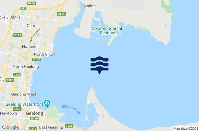 Corio Bay, Australia tide times map