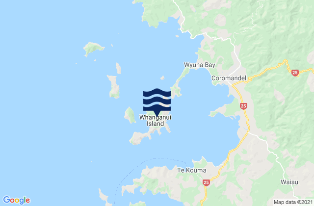 Coromandel Harbour - Whanganui Island, New Zealand tide times map
