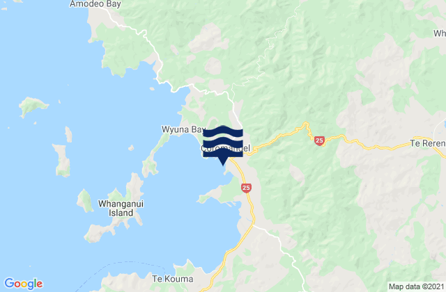 Coromandel, New Zealand tide times map