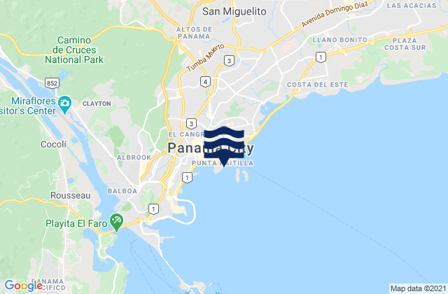 Corregimiento San Francisco, Panama tide times map