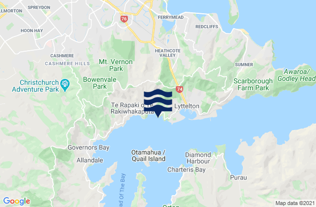 Corsair Bay, New Zealand tide times map