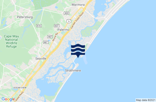 Corsons Inlet Entrance, United States tide chart map