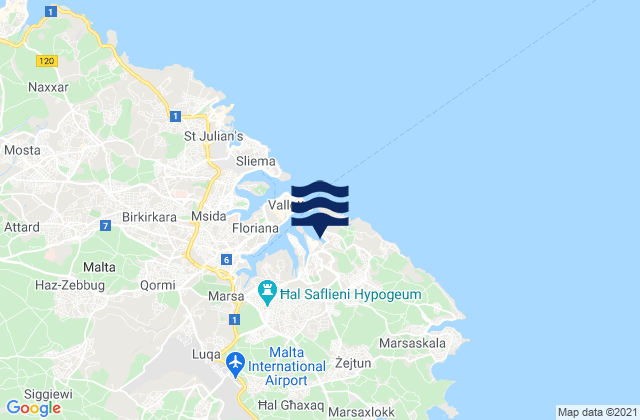 Cospicua, Malta tide times map
