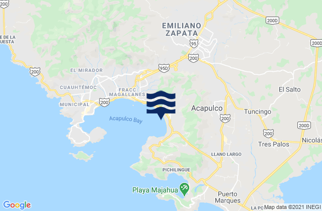 Costa Azul, Mexico tide times map
